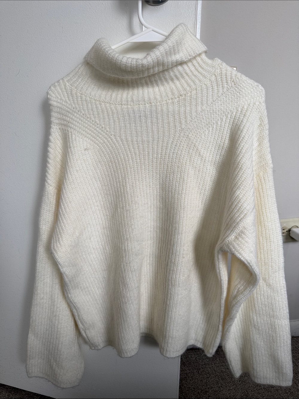 ASOS Cream Ribbed Turtleneck Sweater